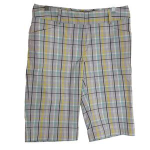 Lija Bermuda Short Athleisure Golf Active Sport Plaid Gray 8 NWT bv